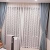 Rèm vải giá rẻ 2 lớp màu xanh