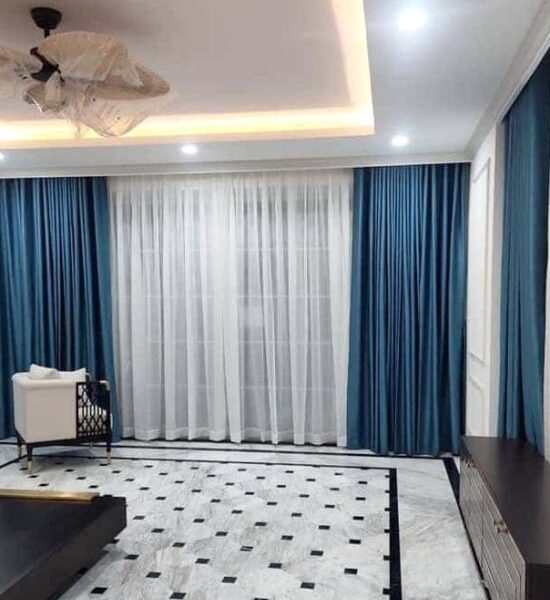 Rèm Vải 2 Lớp Màu Xanh Sang Trọng