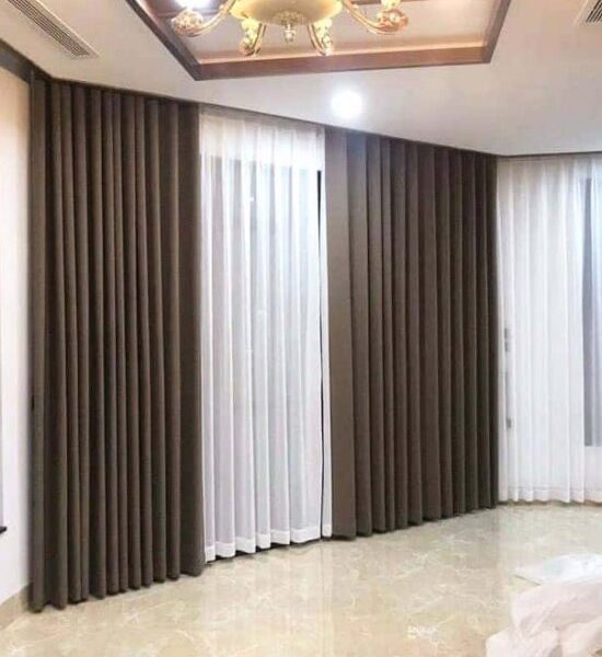 Vải làm rèm cửa Nhật Bản màu nâu đà