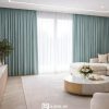 Báo giá rèm vải 1 lớp màu xanh ngọc hiện đại